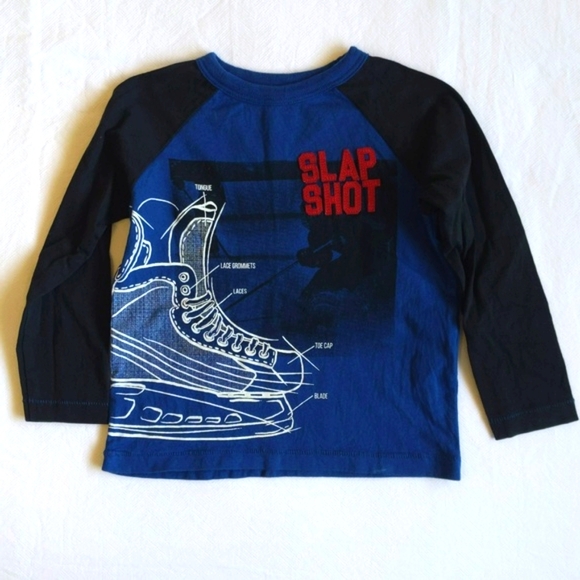joe fresh hockey graphic raglan long sleeve cotton shirt 2T toddler boys - Picture 1 of 8